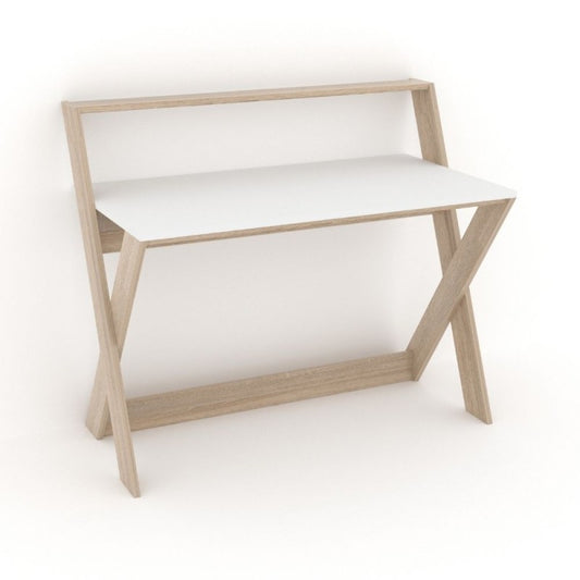 Scrivania stile scandinavo naturale bianco Alixus 113x59xh.97 cm EFFEZ