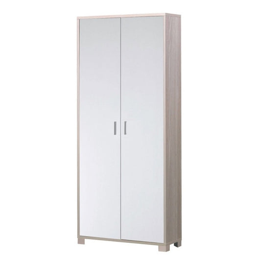 Armadio multiuso slim in legno otto ripiani Olmo Bianco 83x29x h190 cm