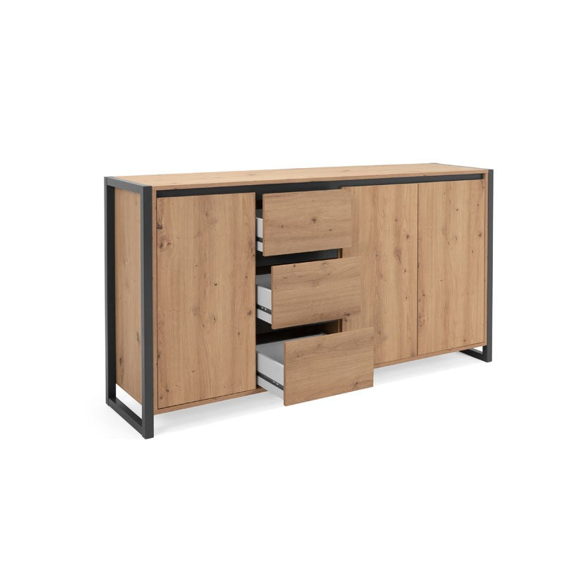 Credenza madia moderna quercia con cassetti stile urban cm 160 x40 x 88 h