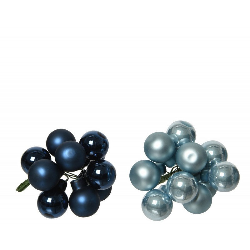 Set di 10 Bauble Vetro Azzurro Assortite 2x D2