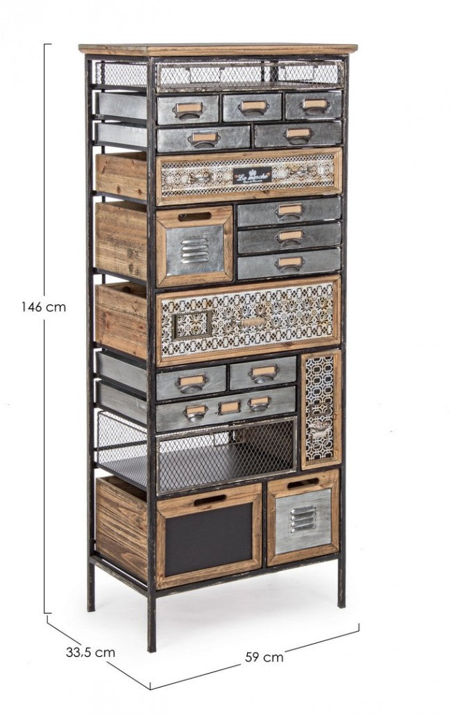 Cassettiera in acciaio diciannove cassetti Antracite OFFICINA 59x33,5x h146 cm