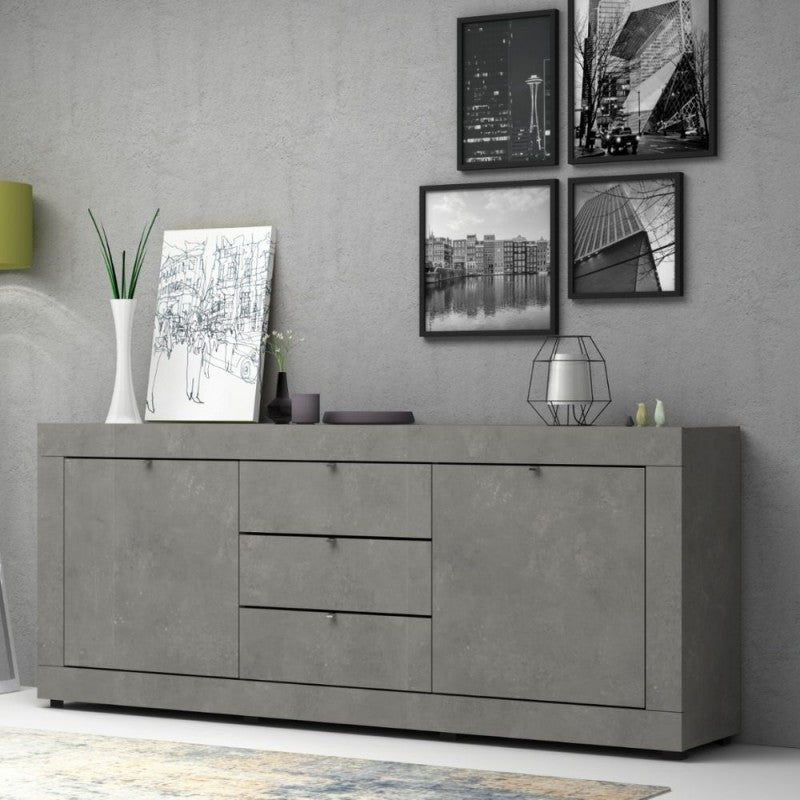 Madia 2 ante e 3 cassetti Ocean grigio beton 210x45xh.85 cm