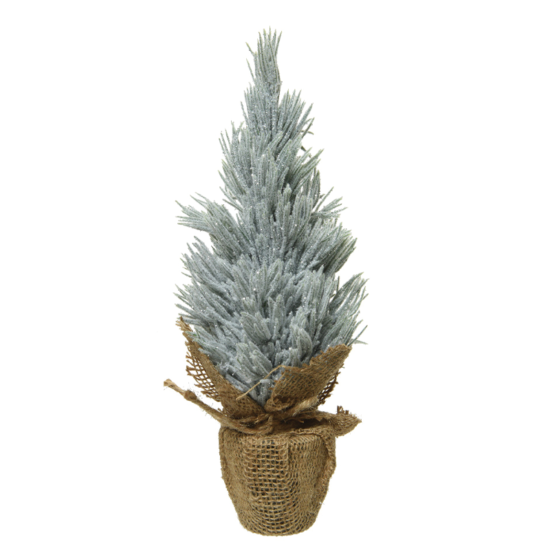 Mini albero di Natale innevato argento H 30 x Ø 12 cm