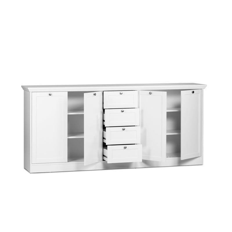 Mobile credenza 4 ante 4 cassetti  colore bianco 200x40xh.90 cm