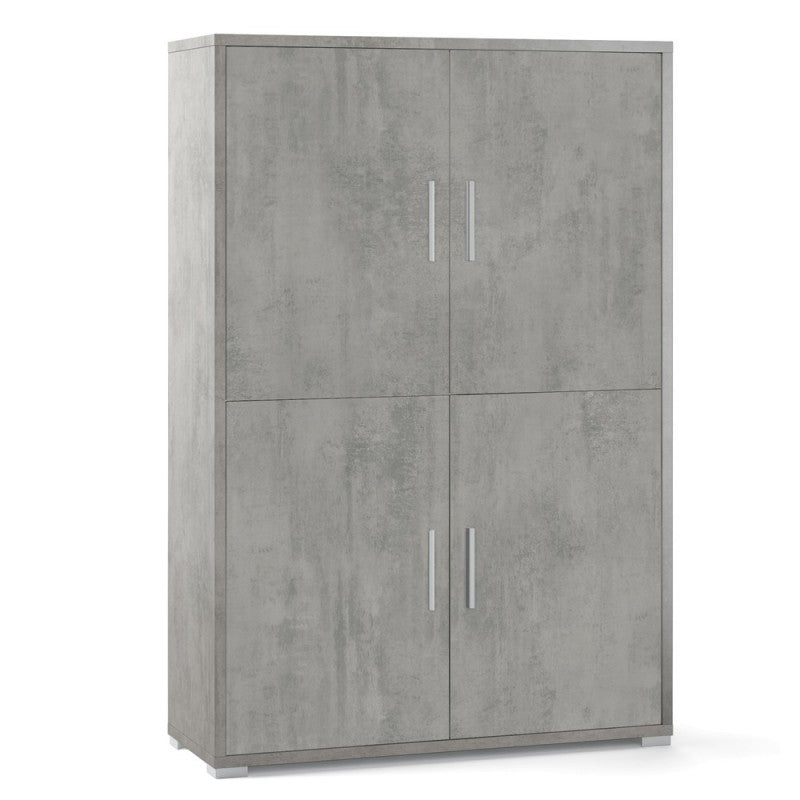 Four-door sideboard with four shelves in Beton Cemento wood 108x41x h161 cm