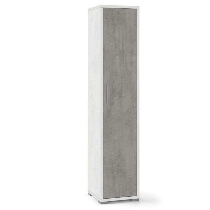 Narrow multipurpose wardrobe in Cement White wood 39x41x h182 cm