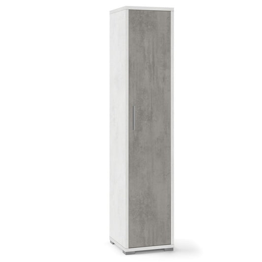 Narrow multipurpose wardrobe in Cement White wood 39x41x h182 cm