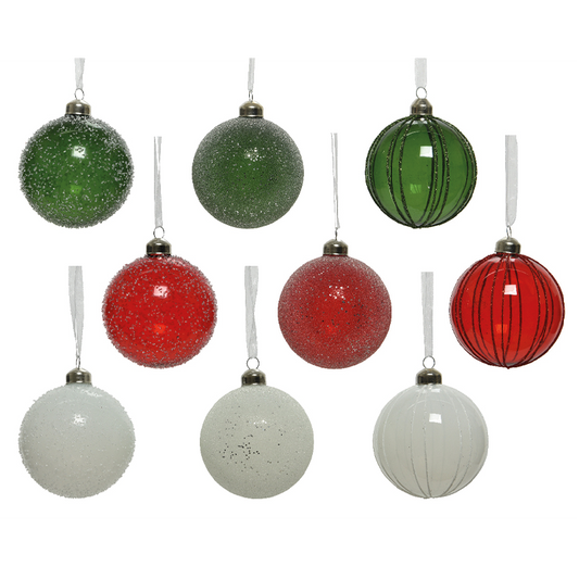 Pallina di natale assortite verde - bianco Ø8 cm