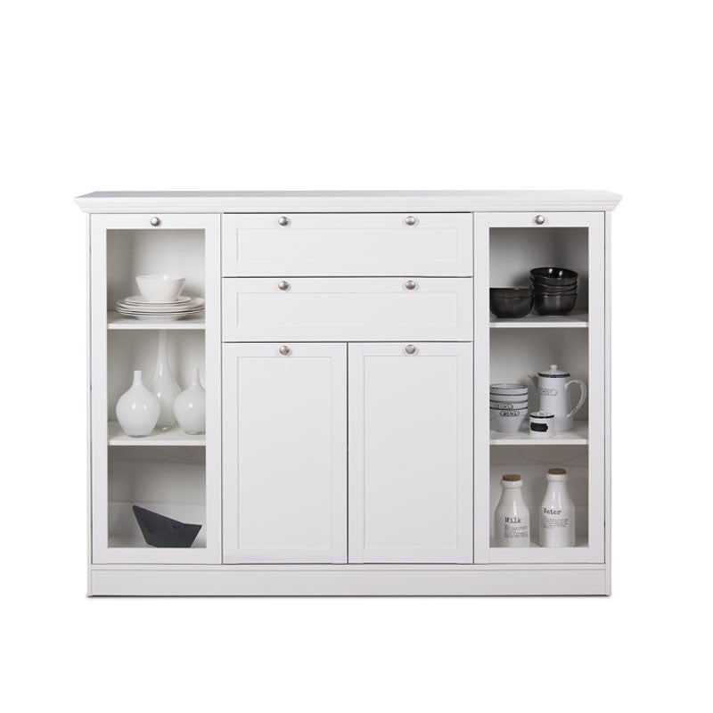 Mobile credenza con vetrina 4 ante 2 casssetti bianco 160x40xh.120cm EFFEZ