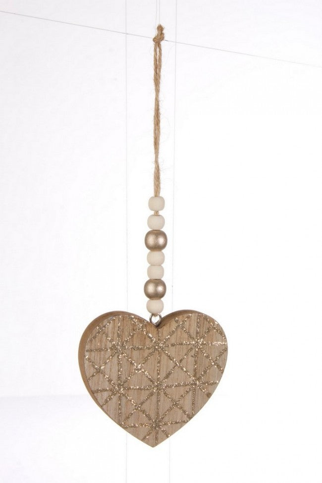 12x Pendaglio Glitter Cuore Champagne