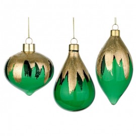 Pendaglio in vetro Verde Oro PAINT  pallina natale  pz 1