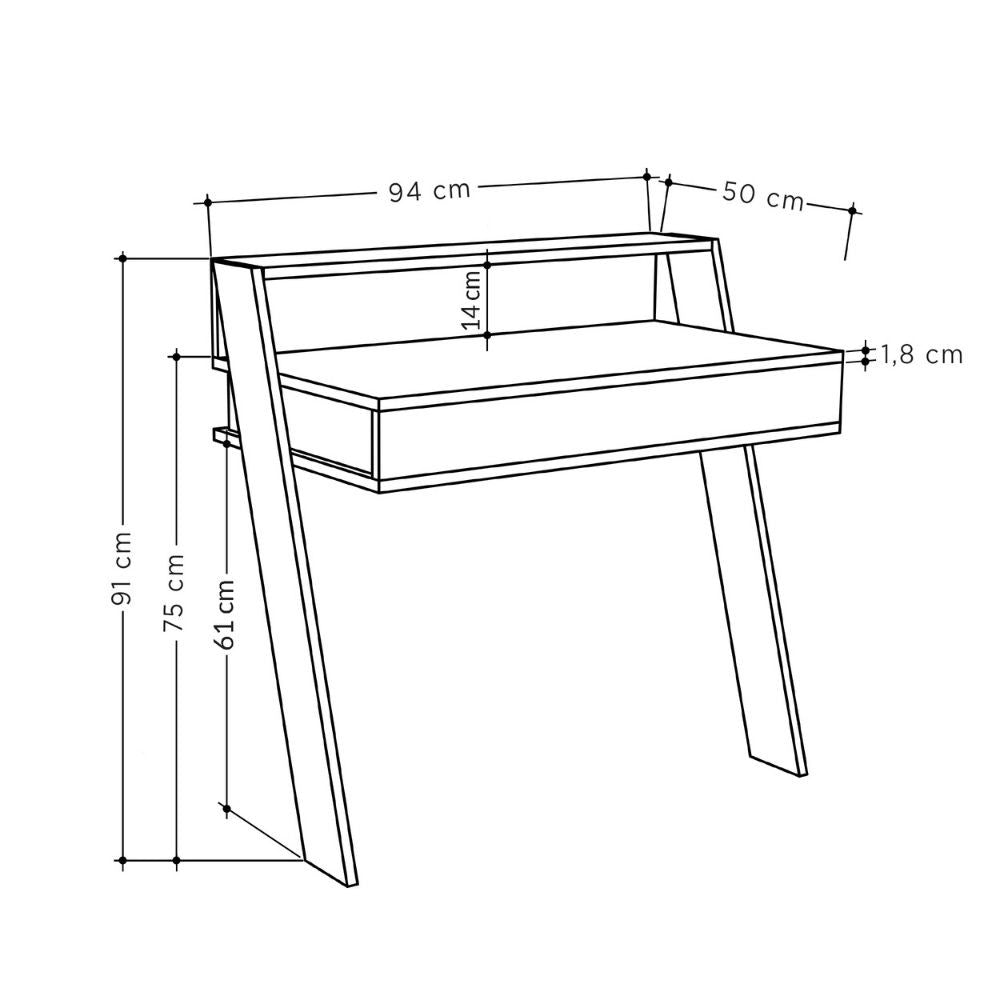 Scrivania da parete Cowork tortora con cassetto 94 cm.