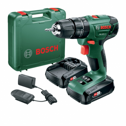 Bosch-V Trapano 2 Batterie 1,5Ah PSB 1800 LI-2