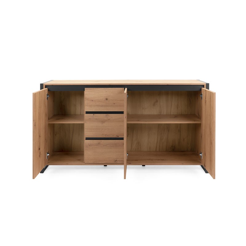 Credenza madia moderna quercia con cassetti stile urban cm 160 x40 x 88 h