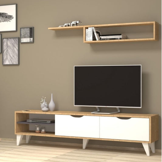 Soggiorno Porta TV Rovere Bianco VOLGE 180x35x h47 cm