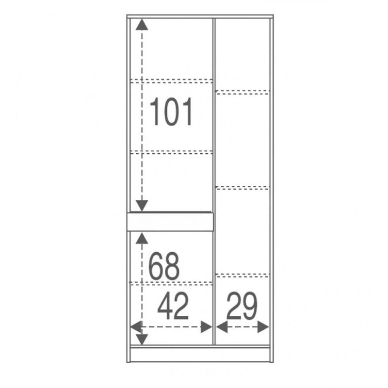 Armadio multiuso tre ante un cassetto Eucalipto 77x34x h183 cm