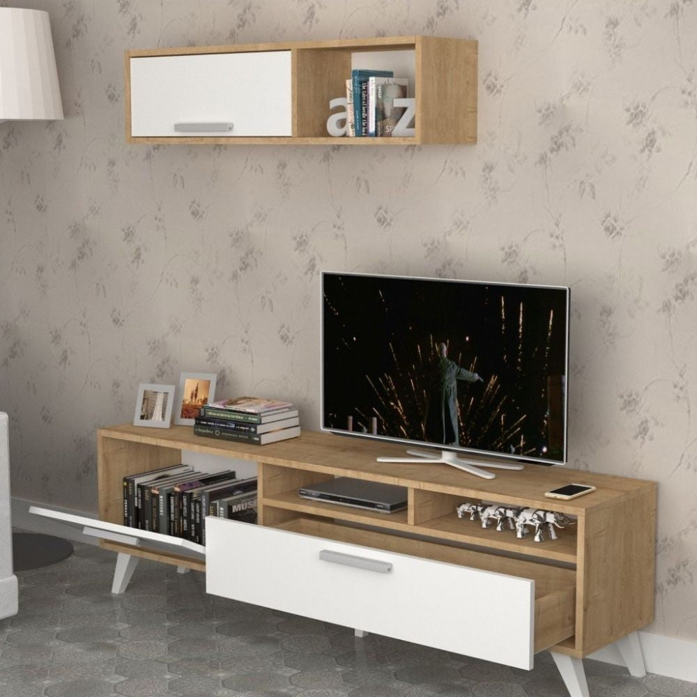 Porta tv Slim D2306TV180M109 rovere bianco 180x35x47h EFFEZ