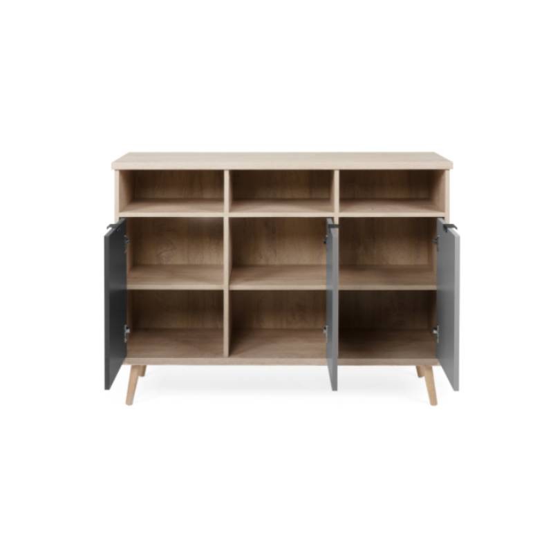 Credenza tre vani sonoma grigio piedini rialzati cm 120 x 40 x 88 h