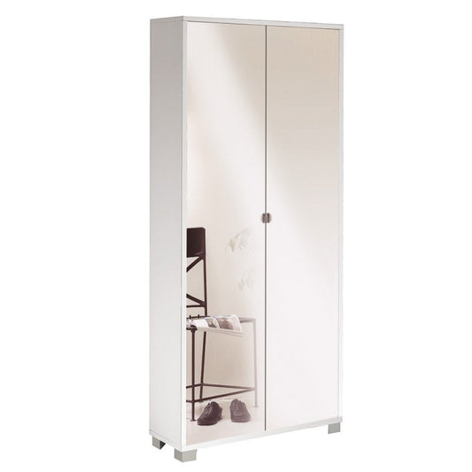 Armadio multiuso slim due ante a specchio otto ripiani Bianco Cenere 83x29x h190 cm